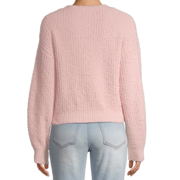 No Boundaries Juniors' Teddy Cardigan Pink Dusty Rose Textured Sweater XXL (19) - Picture 4 of 16